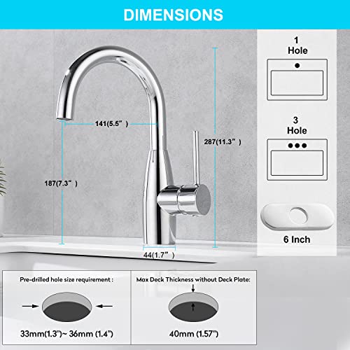 CREA Bar Sink Faucet Bathroom Faucets Single Hole Handle Chrome with Deck Plate Prep Wet Utility Small Mini Faucet for Marine Vessel Outdoor Farmhouse Vanity Lavatory - color: Chrome-1