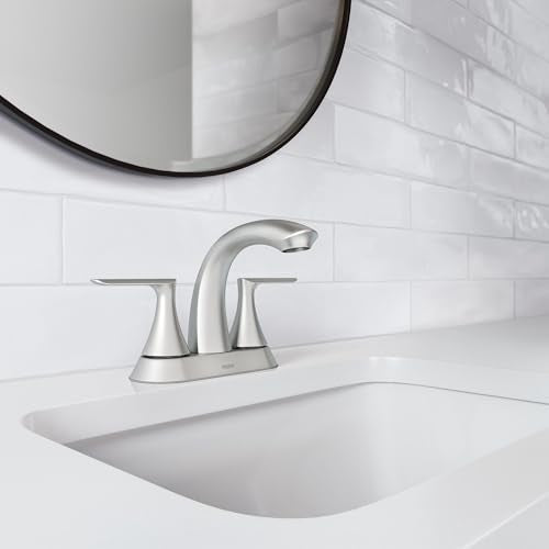 Moen Findlay Spot Resist Brushed Nickel Two Handle 4-Inch Centerset Bathroom Faucet, 84515SRN