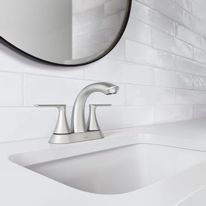 Moen Findlay Spot Resist Brushed Nickel Two Handle 4-Inch Centerset Bathroom Faucet, 84515SRN