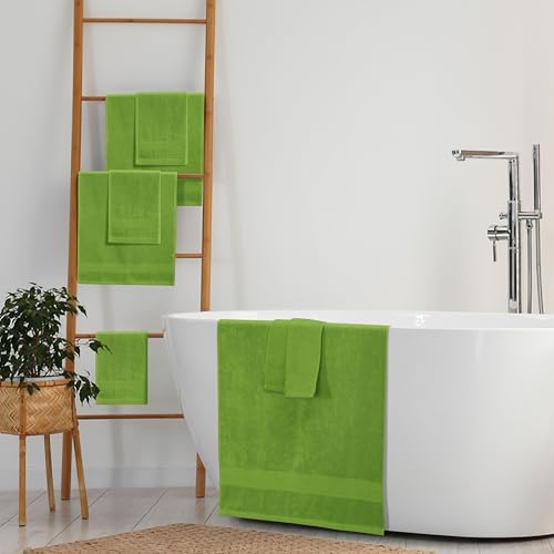 8 Piece Towel Set 100% Ring Spun Cotton, 2 Bath Towels 27x54, 2 Hand Towels 16x28 and 4 Washcloths 13x13 - Ultra Soft Highly Absorbent Machine Washable Hotel Spa Quality - Green - color: Green, size: 8 Piece Towel Set