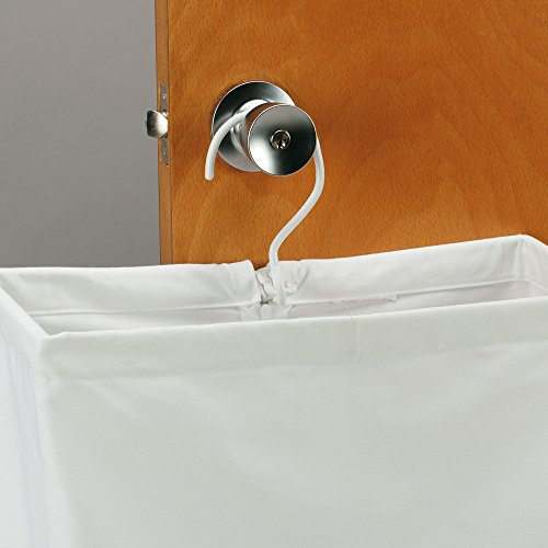 Household Essentials 148 Hanging Cotton Canvas Laundry Hamper Bag | White, 6" x 16" x 27" (Length x Width x Height) - color: White