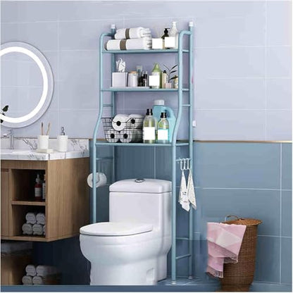 Over The Toilet Storage Shelf 3 Tiers Bathroom Organizer Rack with Paper Holder Not Included(Blue) - color: Blue