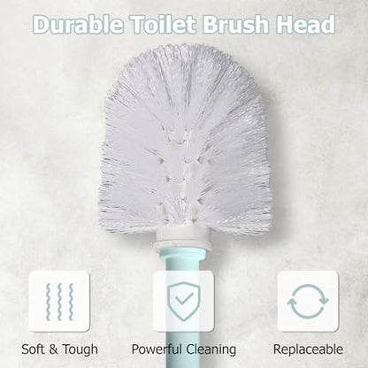 Topsky 2 Pack Compact Toilet Brush & Holder Set, Plastic Round Barrel Loo Brush with 2 Replacement Toilet Brush Head, Durable for Bathroom Toilet, Green - color: Green