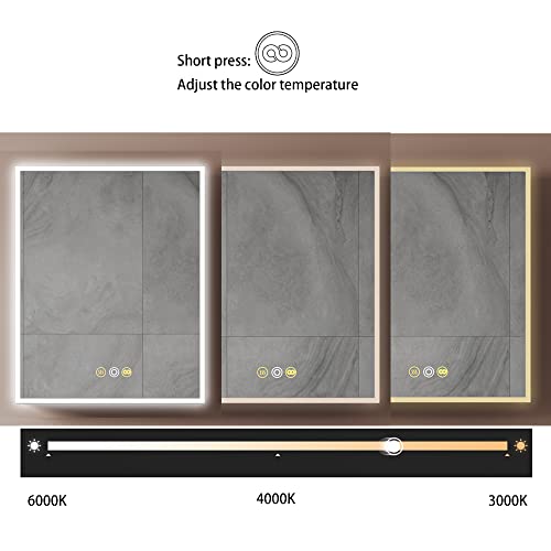24"x30" Medicine Cabinet Mirror Bathroom Medicine Cabinet with Mirror | Lighted Medicine Cabinet, Black Medicine Cabinet with Lights, Defogger, Outlets, USB, Dimmable, Wall Mounted, Swing Left - size: 24x30 Inch