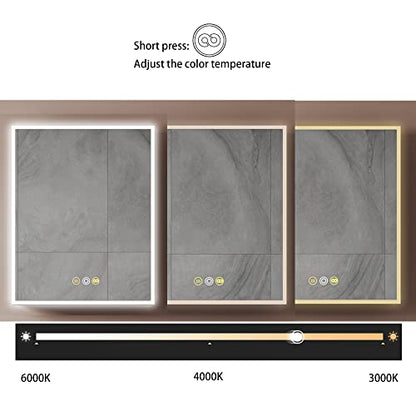 24"x30" Medicine Cabinet Mirror Bathroom Medicine Cabinet with Mirror | Lighted Medicine Cabinet, Black Medicine Cabinet with Lights, Defogger, Outlets, USB, Dimmable, Wall Mounted, Swing Left - size: 24x30 Inch