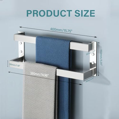 Alise Double Towel Bar, 16" Double Towel Racks for Bathroom, Brushed Nickel | Bathroom Towel Rack Wall Mounted, 3.54" Wide Faster Drying, Ladder Design, SUS304 Stainless Steel - color: Brushed Nickel, size: 16-inch