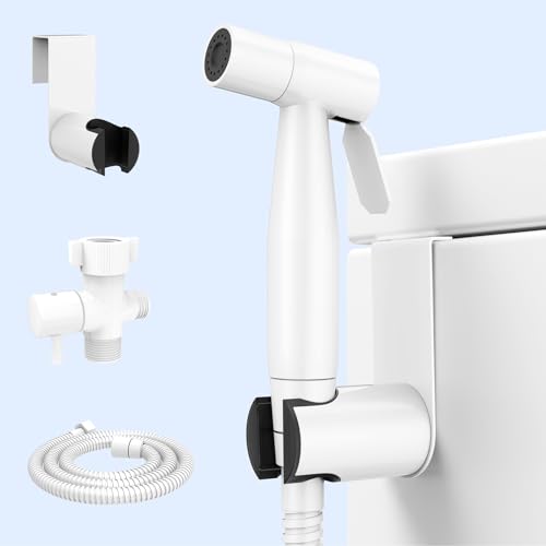 Arofa Handheld Bidet Sprayer, Bidet Attachment for Toilet, Bright White | Muslim Shower Toilet, Leak-Free Bidet Hose, Tank or Wall Mount, Feminine/Baby Wash, Cloth Diaper Rinse, Easy Installation - color: White Bright White, size: 1 Pack