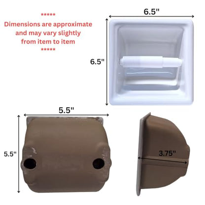 Recessed Ceramic Toilet Paper Holder Wall Mount Niche Bathroom Tissue Roll (White Glossy, Standard – 6.5" x 6.5") - color: White Glossy, size: Standard – 6.5" x 6.5"