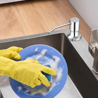 Soap Dispenser for Kitchen Sink, Built in Sink Soap Dispenser Lotion Dispenser with 17 OZ Bottle, Refill from The Top Bar Sink Soap Dispenser, Chrome - color: Chrome