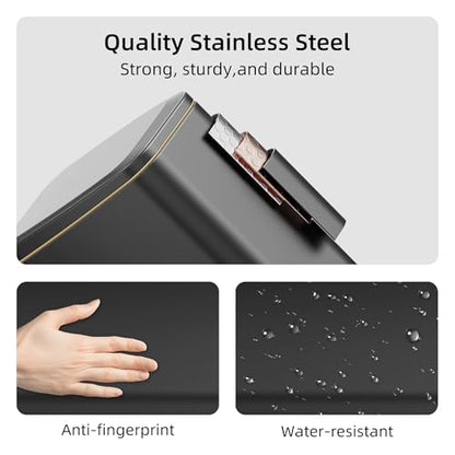 KSSKSS 1.6 Gallon/6L Small Bathroom Steel Step Trash Can, Soft-Close Lid & Fingerprint-Proof, Slim Wastebasket for Narrow Spaces (Black) - color: Black