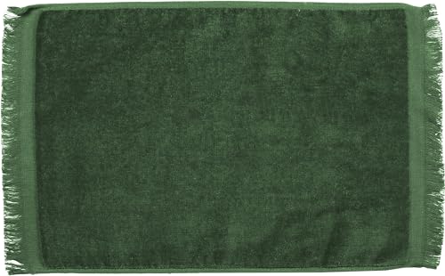 Set of 12 Premium Fringed Velour Fingertip Towels (Hunter Green) - Pack of 12 | 100% Cotton | 11" x 18" Soft Velour with Classic Fringe | Ideal for Guest Bathrooms, Events, Embroidery & Spa Use - color: Hunter Green
