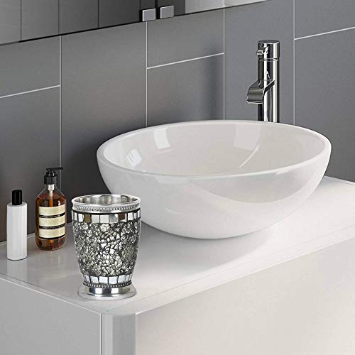 nu steel T Iceberg Bathroom Holder Decorative Cup for Water Best Tumblers for Mouthwash-Rinsing Silver Mosaic Finish, 3.5 x 3.5 x 4.5, ice, IB5I