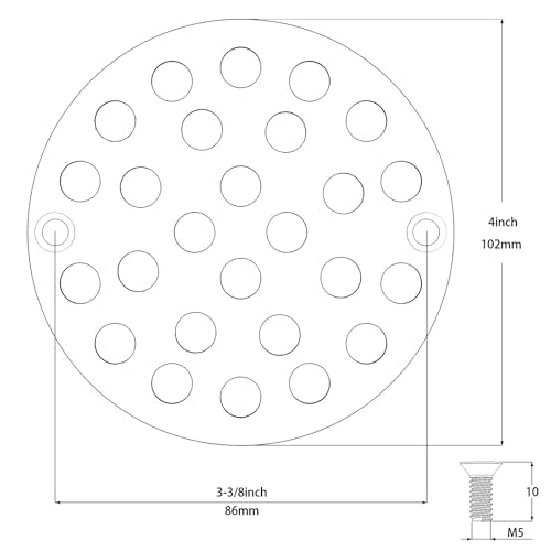 EXF 4 Inch Screw in Round Shower Floor Drain Cover, Stainless Steel Replacement Shower Drain Strainer Hair Catcher Matte Black - color: Black-round