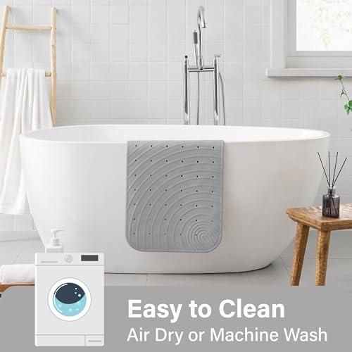 Extra Long Rubber Bathtub Mat, Non-Slip Shower Tub Mat, 39x16 Inch, Bath Tub Floor Mat with Suction Cups and Drainage Holes, Grey - color: Grey