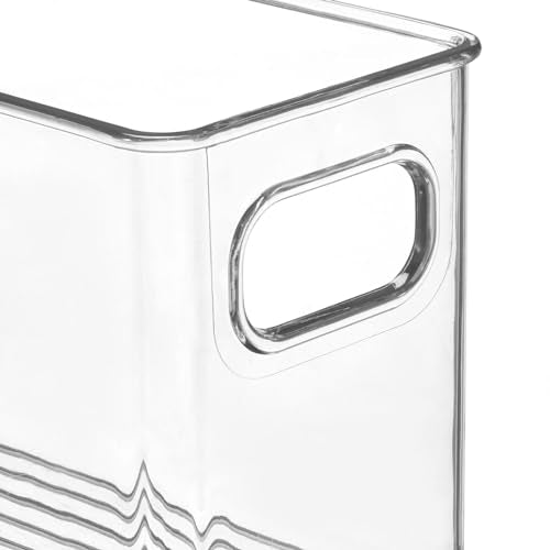 mDesign Plastic Kitchen Organizer - Storage Holder Bin with Handles for Pantry, Cupboard, Cabinet, Fridge/Freezer, Shelves, and Counter - Holds Canned Food, Snacks - 2 Pack - Clear