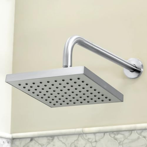 Shower Extension Arm, Solid Stainless Steel Shower Pipe Extension with Teflon Tape and Washer, For Lowering or Extending Showerhead (10 Inch, Chrome) - color: Chrome, style: 10 Inch