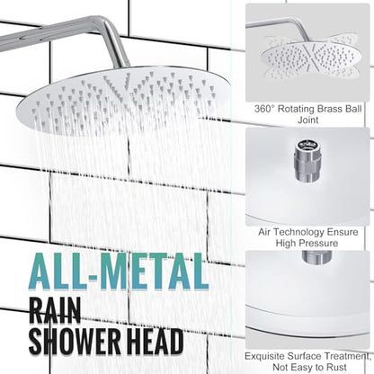 SR SUN RISE Shower Faucet - 12 Inch Multifunctional High Pressure Shower Head System with Handheld Shower Head Fixtures - Valve Included - Polished Chrome - color: Polished Chrome, size: 12 Inch