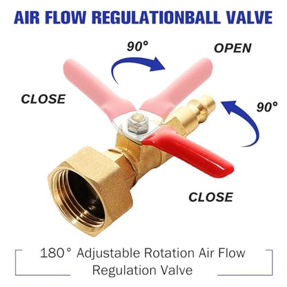 RV Winterize Blowout Adapter Kit,1/4" Quick Connect Plug 3/4" Garden Hose Thread with Ball Valve and Washers, Heavy-Duty Brass Fitting for RV, Boat, Camper, and Trailer Systems - style: RV Winterize Blowout Adapter Kit