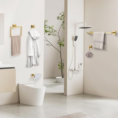 YACVCL Towel Bar Set, 5-Piece Brushed Gold Bathroom Hardware Set, Gold Bathroom Accessories Set, SUS304 Stainless Steel 23.6 Inch Towel Holder Towel Racks Set Wall Mounted - color: Brushed Gold, size: 5 Pieces