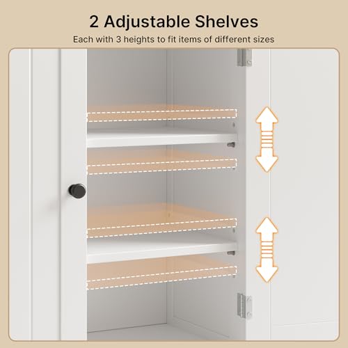 Gizoon White Bathroom Storage Cabinet Combo | Freestanding Tall Linen Tower + Floor Bathroom Cabinet with Adjustable Shelves, Multipurpose Organizer for Laundry, Kitchen