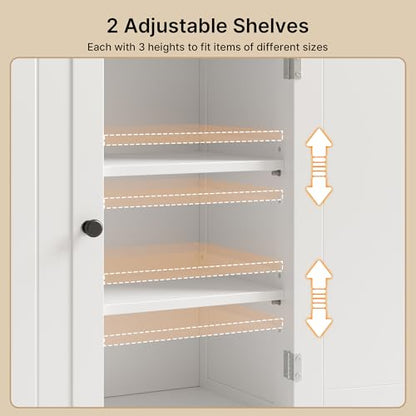 Gizoon White Bathroom Storage Cabinet Combo | Freestanding Tall Linen Tower + Floor Bathroom Cabinet with Adjustable Shelves, Multipurpose Organizer for Laundry, Kitchen