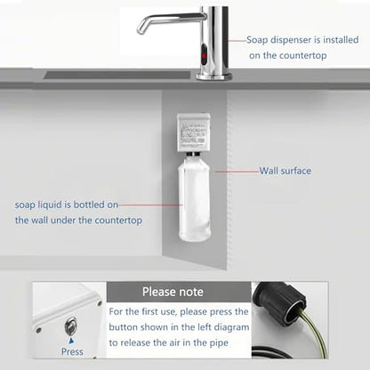 Automatic Soap Dispenser Touchless for Kitchen and Bathroom, Sink Built in Commercial Electric Soap Dispenser,Upgraded Infrared Sensors, with Bottle and Pump Electroplated 33.81oz/1000ml - size: Drip-Silvery