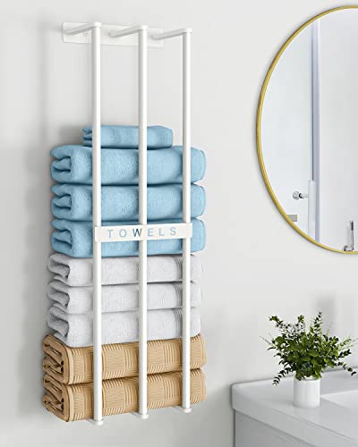 Bethom Towel Racks for Bathroom, Towel Storage Holder Space Saving, White | 30 Inch Towel Rack for Rolled Towels, Modern Minimalist Style, Rust-Proof, Perfect for narrow shower wall & compact bathrooms - color: White - Standard