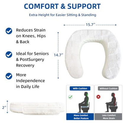 2-Inch Soft Padded Toilet Seat Riser Cushion for Seniors | Plush Top with Easy-Clean Leather Cover, Adds Comfort and Height to Low Toilets, Mobility Support - size: 2 Inch Plush