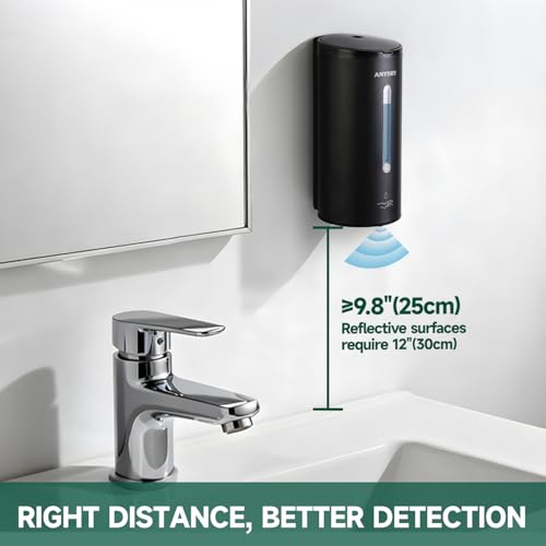anydry Touchless Automatic Liquid Soap Dispense Wall Mount 25oz Large Capacity Stainless Steel for Commercial (Matte Black) - color: Anti-fingerprint Matte Black