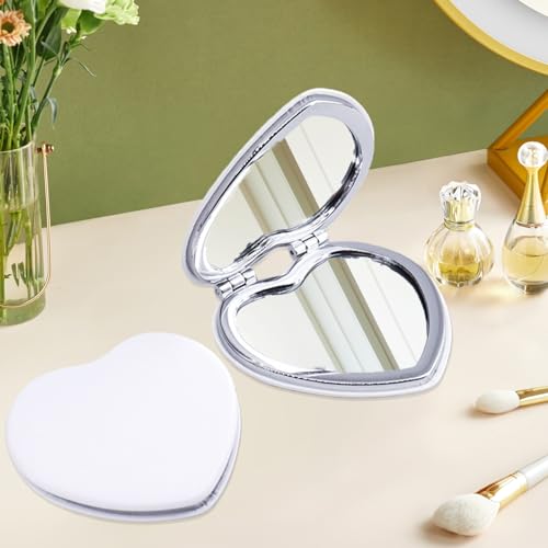 Portable Makeup Mirror Double-Sided - 1 Pcs Daily Beauty Tool, Purse Accessory - color: Heart