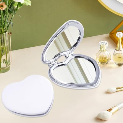 Portable Makeup Mirror Double-Sided - 1 Pcs Daily Beauty Tool, Purse Accessory - color: Heart