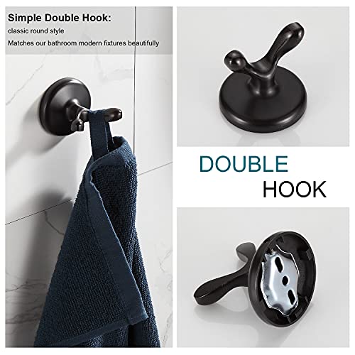 BGL Bathroom Hardware Set, Oil-Rubbed Bronze Adjustable Expandable Towel Bar 4-Piece ORB Bathroom Accessory Set Wall Mounted Robe Hook Toilet Paper Holder Towel Ring Towel Bar - color: Oil-rubbed Bronze
