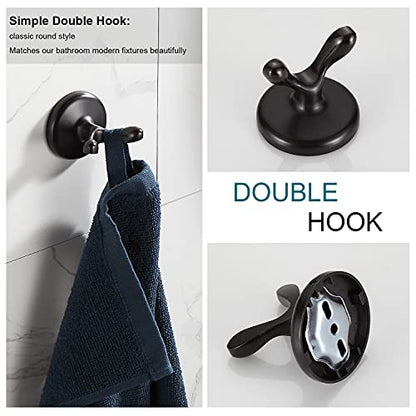 BGL Bathroom Hardware Set, Oil-Rubbed Bronze Adjustable Expandable Towel Bar 4-Piece ORB Bathroom Accessory Set Wall Mounted Robe Hook Toilet Paper Holder Towel Ring Towel Bar - color: Oil-rubbed Bronze