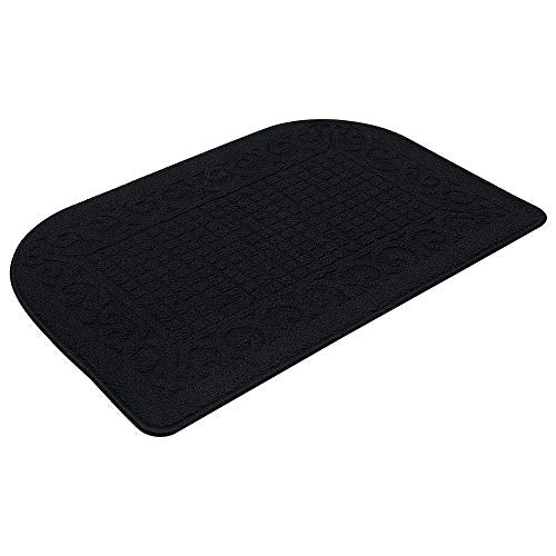 COSYHOMER 39x20 Half Round Kitchen Rug,Non Slip Washable Mat,Black 1PC | Polypropylene tufted textile,small half circle rug,kitchen sink mat,Kitchen floor mat - color: Black, size: 1'8" x 3'3" (Semicircular)