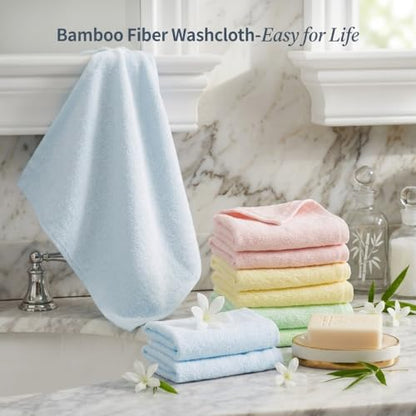 elves Bamboo Viscose Face Cloth - Soft Washcloths for Baby & Adult - Organic Wash Clothes for Body and Face 10'' x 10'' - Reusable Makeup Remover Face Towel - Set of 6 (White) - color: White