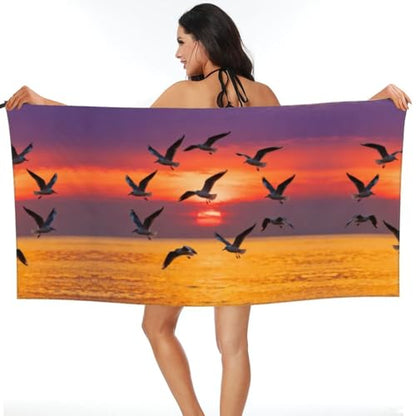 Flocks of Seagulls Quick Dry Bath Towels - Super Soft Bath Towels for Home, Spa, Gym, Travel - color: Flocks of Seagulls, size: 27.5"x55"