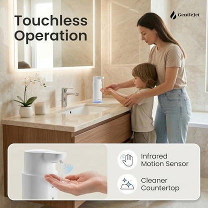 GentleJet CrystalJet Automatic Liquid Soap Dispenser Touchless Sensor, Stainless Steel, USB-C Rechargeable, Waterproof Kitchen & Bathroom Countertop Soap Dispenser, 300 ml - color: White