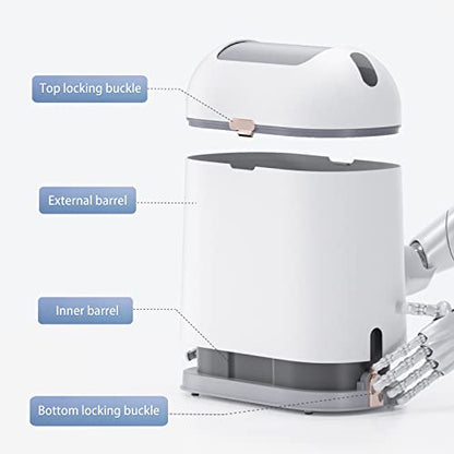 ELPHECO Bathroom Trash Can with lid 2.5 Gallon, Motion Sensor, White Golden | Waterproof Garbage Can, Automatic Waste Basket, Butterfly Lid, Plastic Garbage Bin for Bedroom and Office - color: White