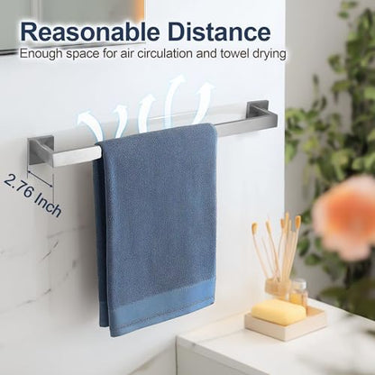 SEIDO 24 Inch Brushed Nickel Towel Bar, Heavy Duty & Rust-Proof 304 Stainless Steel Bath Towel Holder, Modern Square Wall Mounted Towel Rack for Bathroom, Kitchen, RV - color: Brushed Nickel, size: 24 Inch