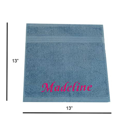 Luxury Custom Embroidered Washcloths Towel Set. Reusable Face and Body Washrags Set of Four. 100% Soft Cotton. Facial and Body Cleansing, Skin Care. (Light Blue) - color: Light Blue