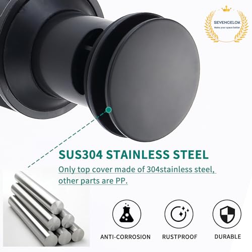 Black Sink Drain Pop Up Sink Drain Stopper for Sink Faucet Vessel Vanity Bathroom Sink Drain Strainer with Hair Catcher Anti-Clog Strainer Matte Black【with Overflow】, SD30-BK-P2 - style: Big Popup Cap-Black, 2 Pack
