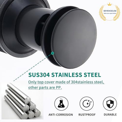 Black Sink Drain Pop Up Sink Drain Stopper for Sink Faucet Vessel Vanity Bathroom Sink Drain Strainer with Hair Catcher Anti-Clog Strainer Matte Black【with Overflow】, SD30-BK-P2 - style: Big Popup Cap-Black, 2 Pack