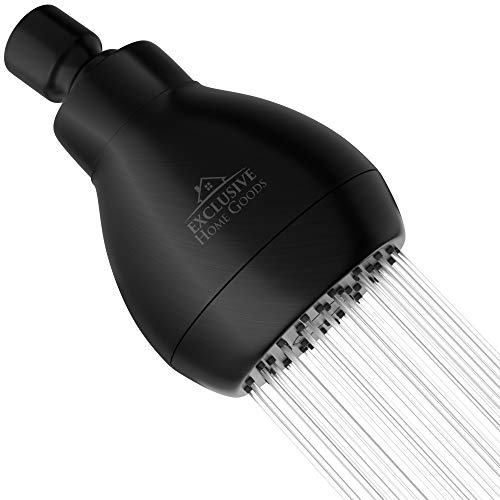 High Pressure Shower Head Matte Black - Powerful Deluxe Bathroom Showerhead with Strong Spray Stream and Small Silicone Nozzles - Universal Fit Works with High and Low Water Flow Showers-2.5 GPM - color: Matte Black, size: 2.5 GPM