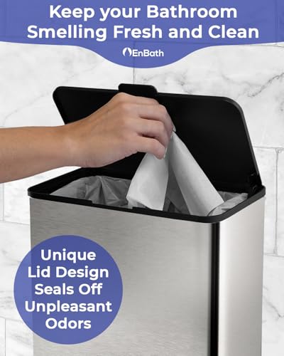 Sanitary Napkin Disposal Receptacle, Tampon Disposal Bin -Wall Mounted Trash Can for Bathroom with Removable Container for Improved Hygiene. Easy Mount to Any Wall/Partition. Includes No-Drill Option