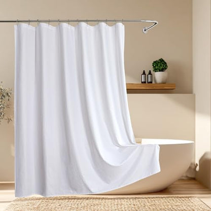 Aiyufeng White Shower Curtains for Bathroom，Dot Like Embossed Textured Waterproof Soft Polyester Cloth Shower Curtain，Hotel Spa Machine Washable，72Wx72L - color: White, size: 72"W x 72"L (Pack of 1)