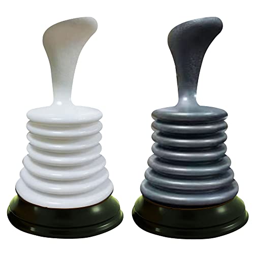 Meadow Lane Small 7" Sink Plunger, Silver/Black | Mini Clog Remover for Kitchen & Bathroom Sink Drains, Hand Ergonomic, Space-Saving & Powerful Suction, Universal Fit, 2-Pack - color: Silver and White, size: 2 Pack