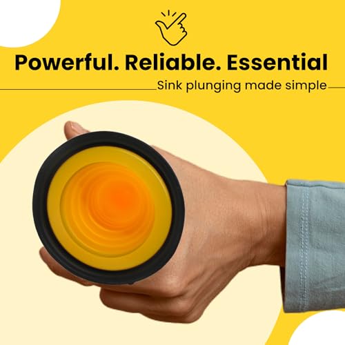 Gadgetime USA Small Sink Plunger - Mini Sink & Drain Plunger for Bathrooms, Kitchens, Sinks, Baths, Showers, RVs & Tubs - Mini Clog Remover - Heavy Duty Plumber's Plunger
