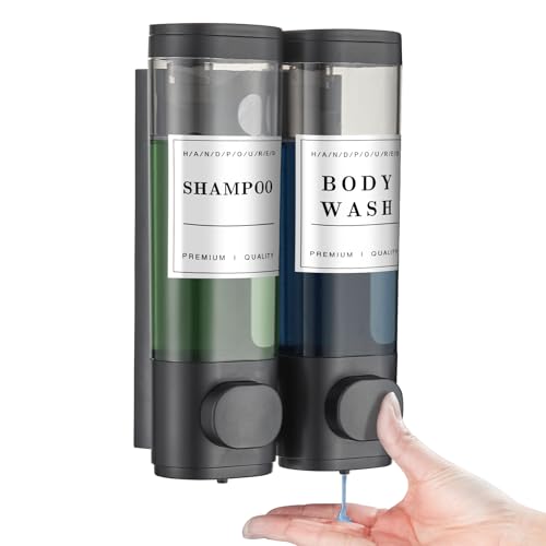 Cabo Deseado Shampoo and Conditioner Dispenser,Shower Soap Dispenser 3 Chamber No Drill Wall-Mounted Shampoo Dispenser for Shower Wall Mounted Shower Dispenser for Bathroom Hotel Matte Black - color: Matte Black 2 Chamber