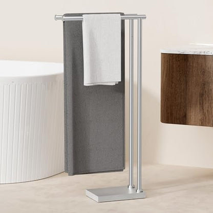 KES 37" Free Standing Towel Racks for Bathroom with 3X Thicker Base | Equal-height, Towel Rack Stand, Bathroom Floor, Upgrade Steady Design, Pro-Grade 18/8 Stainless Steel Brushed Finish - size: 37 inch (2-tier, Equal Height)