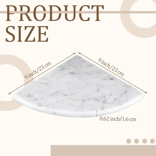 2 Pcs White Marble Corner Shower Shelf for Bathroom 9 x 9 Inch Wall Mounted Both Sides Polished Marble Corner Shelves Shower Caddy for Bathroom Wall (Stylish) - style: Stylish